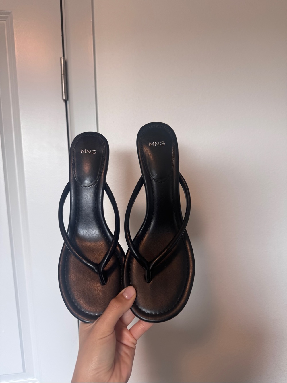 Mango Black Women's Minimal Loop Strap Thong Sandals